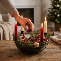 Product Candle holder for 4 candles decorative bowl metal brown Ø14cm