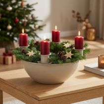 Product Candle holder with 4 holders, modern Advent wreath, beige, 15cm