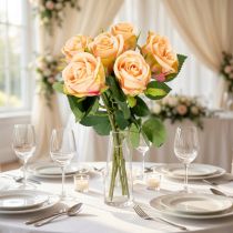 Product Artificial rose bouquet with realistic look, long-lasting, for wedding decoration, 44cm, 6 pieces