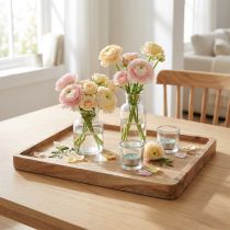 Product Decorative tray, acacia wood, rectangular, natural finish, 30×25cm