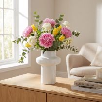 Product Decorative Vase Metal Vase Decoration Cream White Ø16.5cm H23.5cm