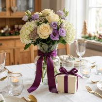 Product Decorative taffeta ribbon, purple, various widths, 50m