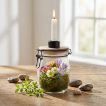 Product Candle holder decorative glass with closure Ø10cm H16cm