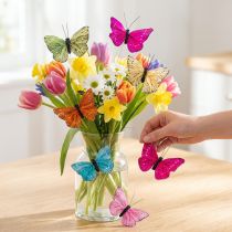 Product Decorative butterflies on wire for colorful table decorations, 7cm, 12 pieces
