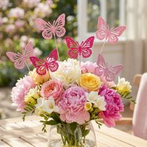 Product Decorative butterflies on stems as delicate accents for tables and planters, 8cm, 18 pieces