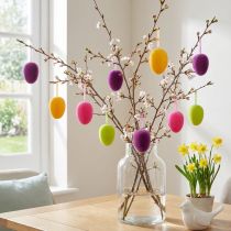 Product Easter Eggs for Hanging Flocked 4 Colors 9.5 cm 8 Pcs