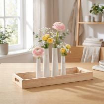 Product Decorative Tray Wood Mini Vases Ceramic White Gold 35x14cm