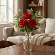Product Artificial Decorative Roses Bright Red Ø4cm L45cm 3 pcs