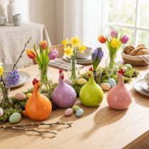 Product Ceramic chicken figurine for colorful Easter decorations in the living room and on tables, 10.5cm, 4 pieces