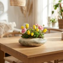 Product Decorative bowl oval flat ceramic bowl cream grey-green 19×14×5cm