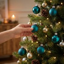 Product Christmas baubles, matte and glossy, small Christmas decorations, 4cm, 24 pieces