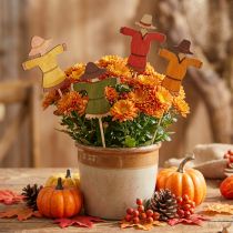 Product Flower stick scarecrow wood decoration colored H8cm 12 pcs