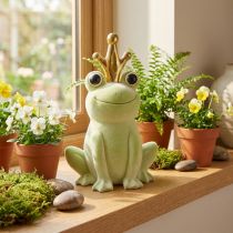 Product Decorative frog with crown frog king decoration light green 40,5cm