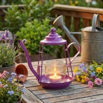 Product Tealight holder glass lantern teapot pink Ø13cm H22cm