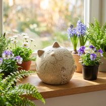Product Ceramic cat decorative figurine, round design for living room or bedroom, 13cm