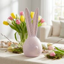 Product Rabbit Head Easter Bunny in Pink Gold Crackle 16.5x16x40cm