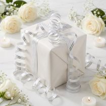 Product Curling ribbon gift ribbon white with silver stripe 5mm 250m