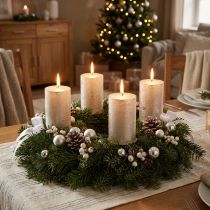Product Platinum-colored pillar candles, set of 4, 60x80mm - Elegant decoration for Advent wreaths &amp; tables