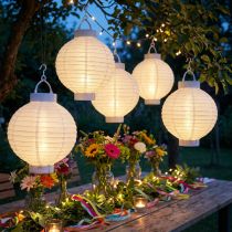 Product Solar Lantern with LED light Lantern for hanging White 20cm
