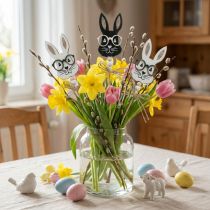 Product Flower plug bunny with glasses wood glitter 4×7.5cm 12pcs