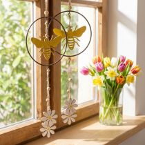 Product Bee deco ring metal wood window decoration Ø12cm 44cm 4pcs