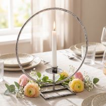 Product Decor ring metal candle holder silver shabby chic Ø32cm