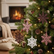 Product Christmas tree decoration snowflake pendant wood 8cm 36 pcs