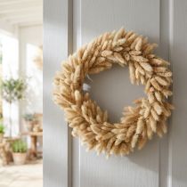 Product Door wreath, decorative wreath, dried flower wreath, velvet grass, Lagurus, boho style, natural decoration, Ø31cm