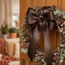 Product Decorative taffeta ribbon, brown, various widths, 50m