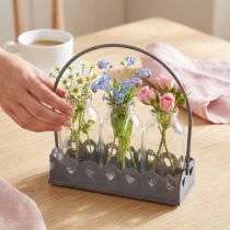 Product Mini Bottle Decorative Vase Tray Rectangular Grey 15.5x6cm