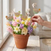 Product Chicken stakes in Easter design for cheerful spring decoration, 7cm, 12 pieces