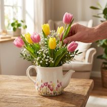 Product Ceramic jug with floral motif for springtime accents in the living area 20cm