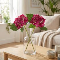 Product Artificial Hydrangea Pink Branch Flower Leaves 43cm 2pcs