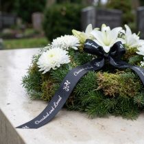Product Mourning Ribbon Saying Black Silver Cherished … 25mm 25m