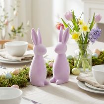 Product Decorative flocked Easter bunnies – 2nd choice – light purple 8×10×29cm 2 pieces