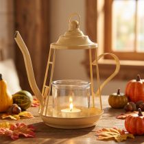 Product Tealight holder glass lantern teapot orange Ø13cm 22cm