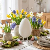 Product Decorative egg with legs Easter egg white Table decoration Easter figure H25cm