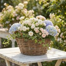 Product Planter basket, shabby chic, natural white, H14cm Ø30cm with handles, vintage decor