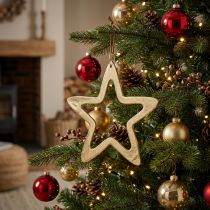Product Christmas pendant, star decoration for Advent, decoration star golden 14 × 14cm