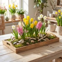 Product Decorative wooden tray, oblong, FSC certified, natural finish, 58cm x 28cm x 6cm