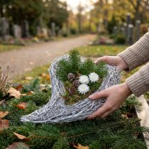 Product White Vine Plant Heart 30x23cm Funeral Decoration 2-Piece Set Grave Cover Decoration