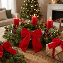 Product Red decorative bow as Christmas decoration, 28cm, 3 pieces
