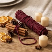 Product Wick thread, wool cord, Bordeaux, 55m string, floristry, crafts, DIY