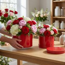 Product Flower box red glossy Ø18/20cm 2 pcs