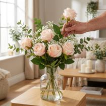 Product Artificial rose bouquet for stylish home decoration and festive occasions, 44cm, 6 pieces