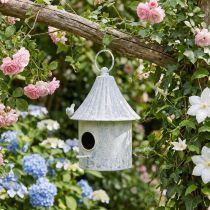 Product Birdhouse for hanging metal in white blue Ø15cm H21cm