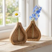 Product Mini Vase Glass Test Tube Clear Wood Decoration Natural H17cm 2pcs
