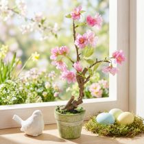 Product Artificial almond tree in pot with pink flowers H28cm