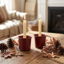 Product Candle holder vintage cup metal wine red Ø7cm H6cm 2pcs