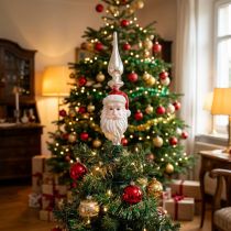 Product Tree Topper Glass Santa Claus Christmas Tree Topper 34cm